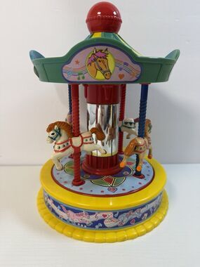Vtg 1991 Redbox Toy Carousel Musical Horse Merry Go Round It's Small World WORKS